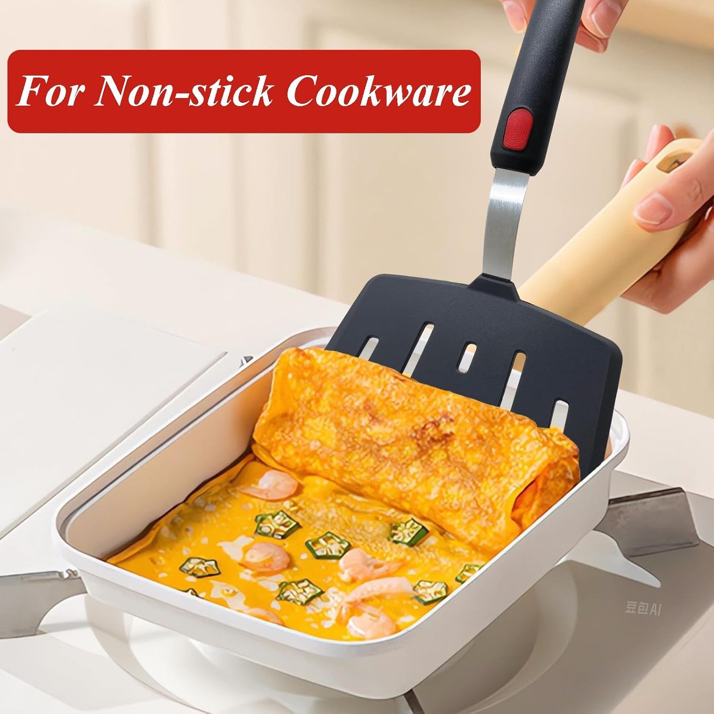 Silicone Spatula Turner, Heat Resistant Pancake Spatula for Non Stick Frying Pan, Wide Slotted Omelette Egg Spatula Fish Spatula Cooking Spatula for Kitchen Use Thin Flexible Spatula Dishwasher Safe