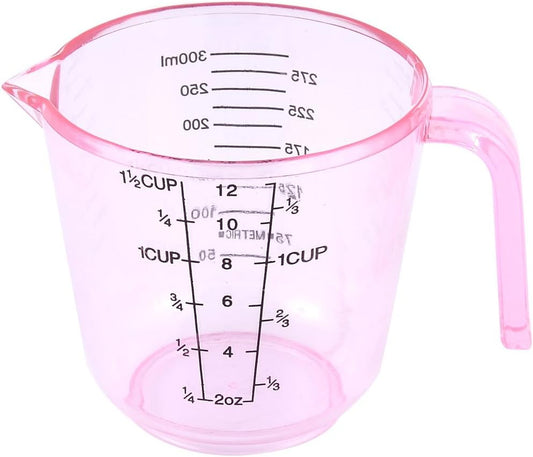 Plastic Kitchen Flour Sugar Milk Measurement Beaker Measuring Cup Mug 300ml Clear Pink