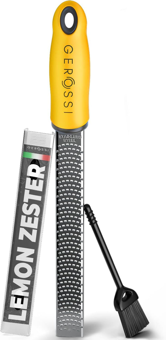 Stainless Steel Cheese and Citrus Zester Grater w/Extra Sharp Blade - Perfect for Lemons, Parmesan, Garlic, Chocolate - Spice Up any Kitchen Dish in Seconds with Your Premium Hand Held Shredder