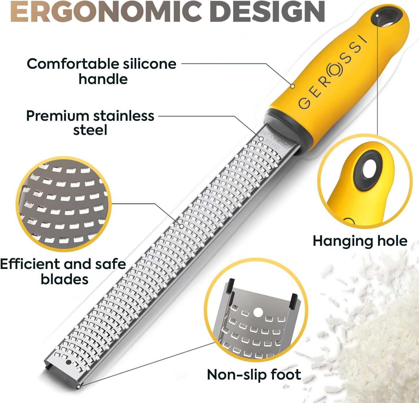Stainless Steel Cheese and Citrus Zester Grater w/Extra Sharp Blade - Perfect for Lemons, Parmesan, Garlic, Chocolate - Spice Up any Kitchen Dish in Seconds with Your Premium Hand Held Shredder