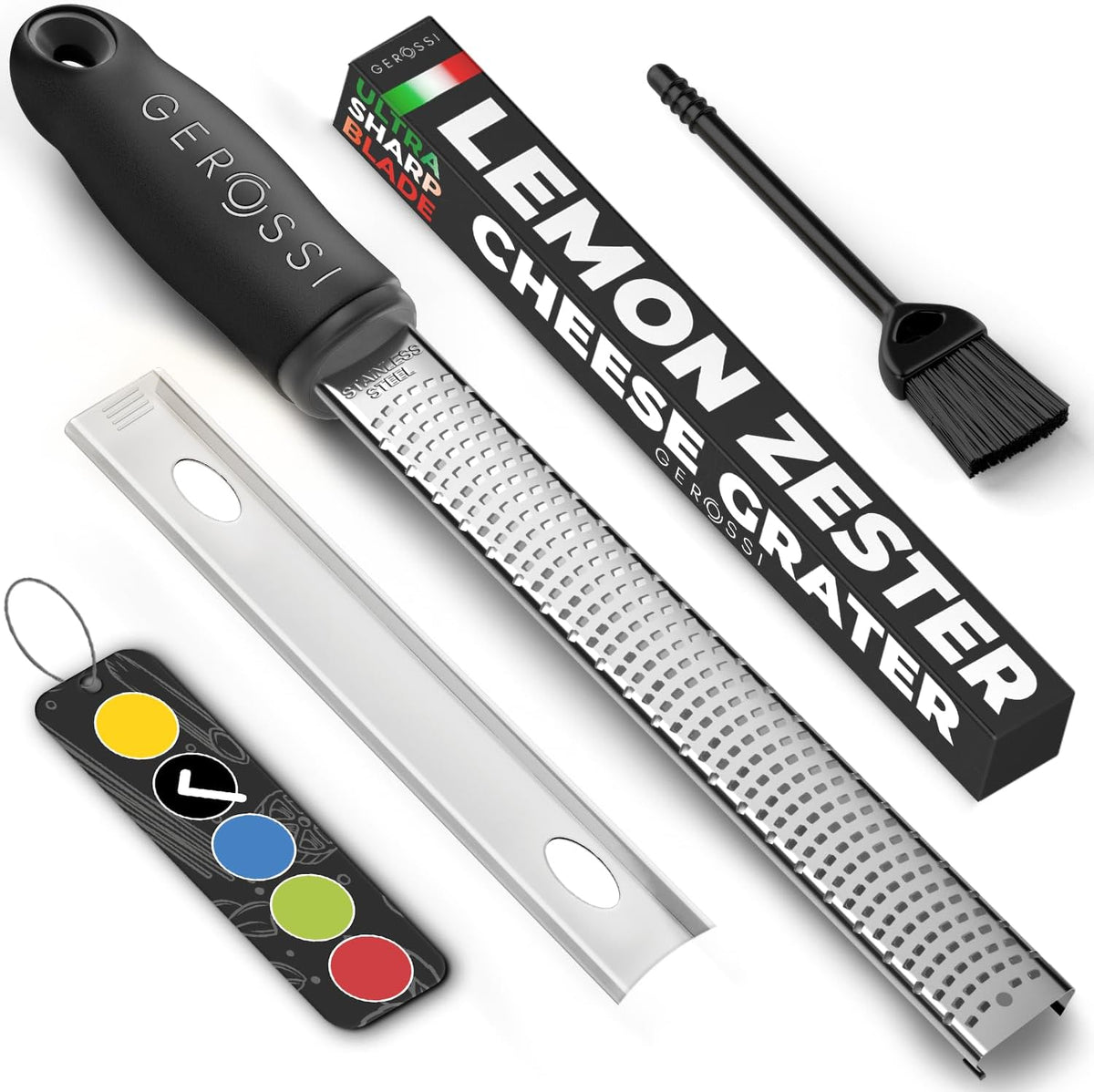 Stainless Steel Cheese and Citrus Zester Grater w/Extra Sharp Blade - Perfect for Lemons, Parmesan, Garlic, Chocolate - Spice Up any Kitchen Dish in Seconds with Your Premium Hand Held Shredder
