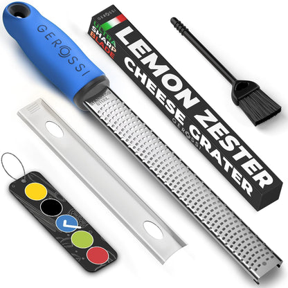 Stainless Steel Cheese and Citrus Zester Grater w/Extra Sharp Blade - Perfect for Lemons, Parmesan, Garlic, Chocolate - Spice Up any Kitchen Dish in Seconds with Your Premium Hand Held Shredder