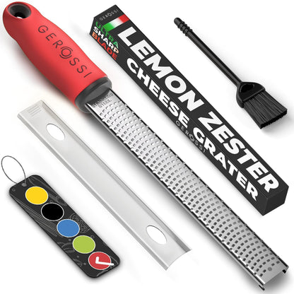 Stainless Steel Cheese and Citrus Zester Grater w/Extra Sharp Blade - Perfect for Lemons, Parmesan, Garlic, Chocolate - Spice Up any Kitchen Dish in Seconds with Your Premium Hand Held Shredder