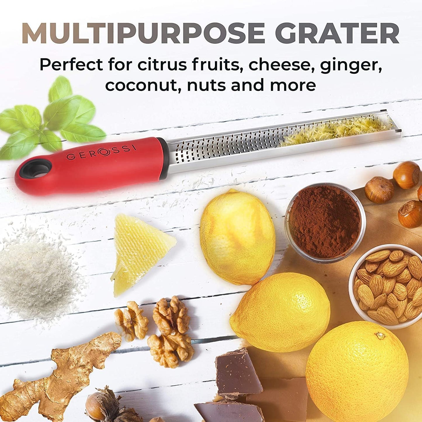 Stainless Steel Cheese and Citrus Zester Grater w/Extra Sharp Blade - Perfect for Lemons, Parmesan, Garlic, Chocolate - Spice Up any Kitchen Dish in Seconds with Your Premium Hand Held Shredder