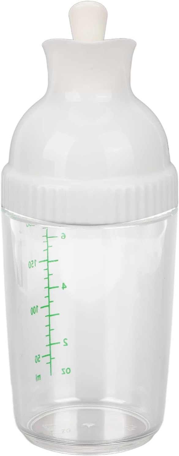 Salad Dressing Shaker, 200ml Leakproof Glass Dressing Bottle Mixer, One Hand Operated, Dishwasher for Sauces, Vinegar, Oil (White)