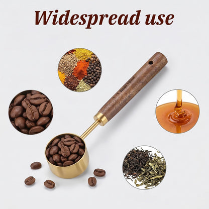 Stainless Steel Wood 1 Teaspoon Scoop, Wood Long Handle Coffee-Bean Scoops Coffee Measuring Scoop 15ml Capacity Tablespoon Perfect for Coffee, Tea and More