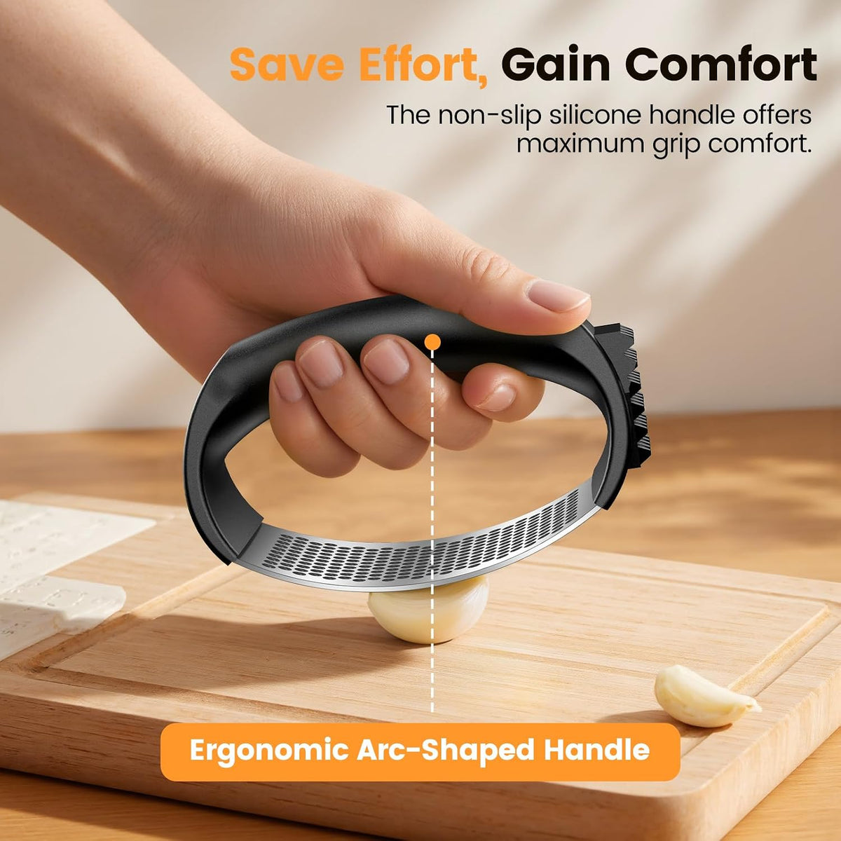 Garlic Press,Stainless Steel Garlic Mincer Crusher,Easy to Use and Clean,Ergonomic Handle,Easy Kitchen Gadget for Effortless Smashing,Kitchen Essentials,Home and Kitchen Utensils Accessories,Cooking