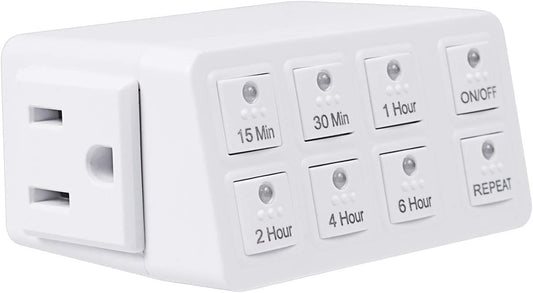 Indoor Countdown Timer with Repeat Function, 3-Prong Outlet Timer | Heavy Duty Accurate Compact Size for Charger Vacation Security, 15A/1875W 1⁄2 HP ETL Listed