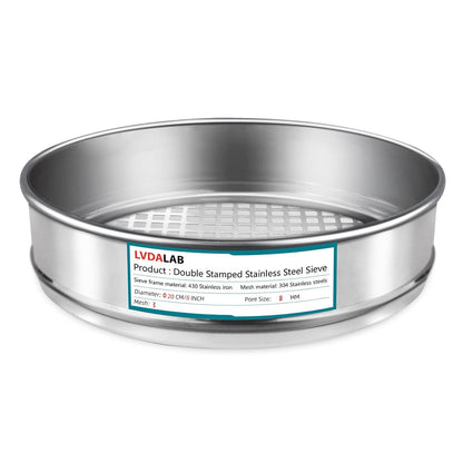7.9" (20cm) 304 Stainless Steel Lab Sieve, 10 Mesh (2mm) Screen Sifter - Colors A