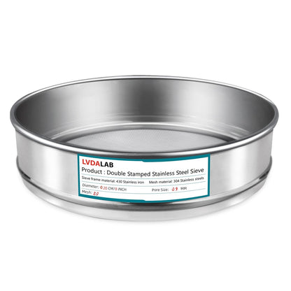 7.9" (20cm) 304 Stainless Steel Lab Sieve, 10 Mesh (2mm) Screen Sifter - Colors A