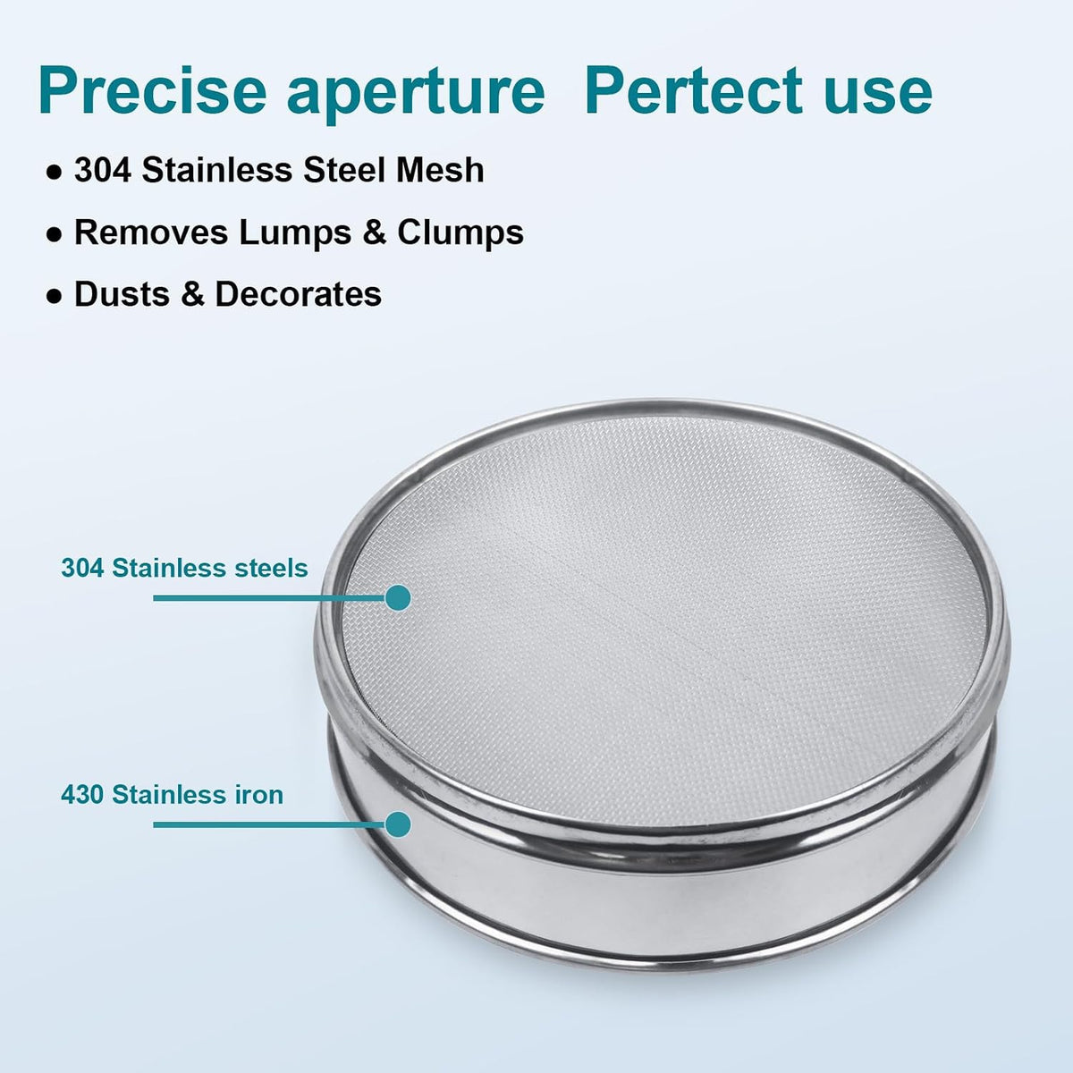 7.9" (20cm) 304 Stainless Steel Lab Sieve, 10 Mesh (2mm) Screen Sifter - Colors A