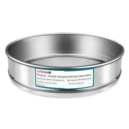 7.9" (20cm) 304 Stainless Steel Lab Sieve, 10 Mesh (2mm) Screen Sifter - Colors A