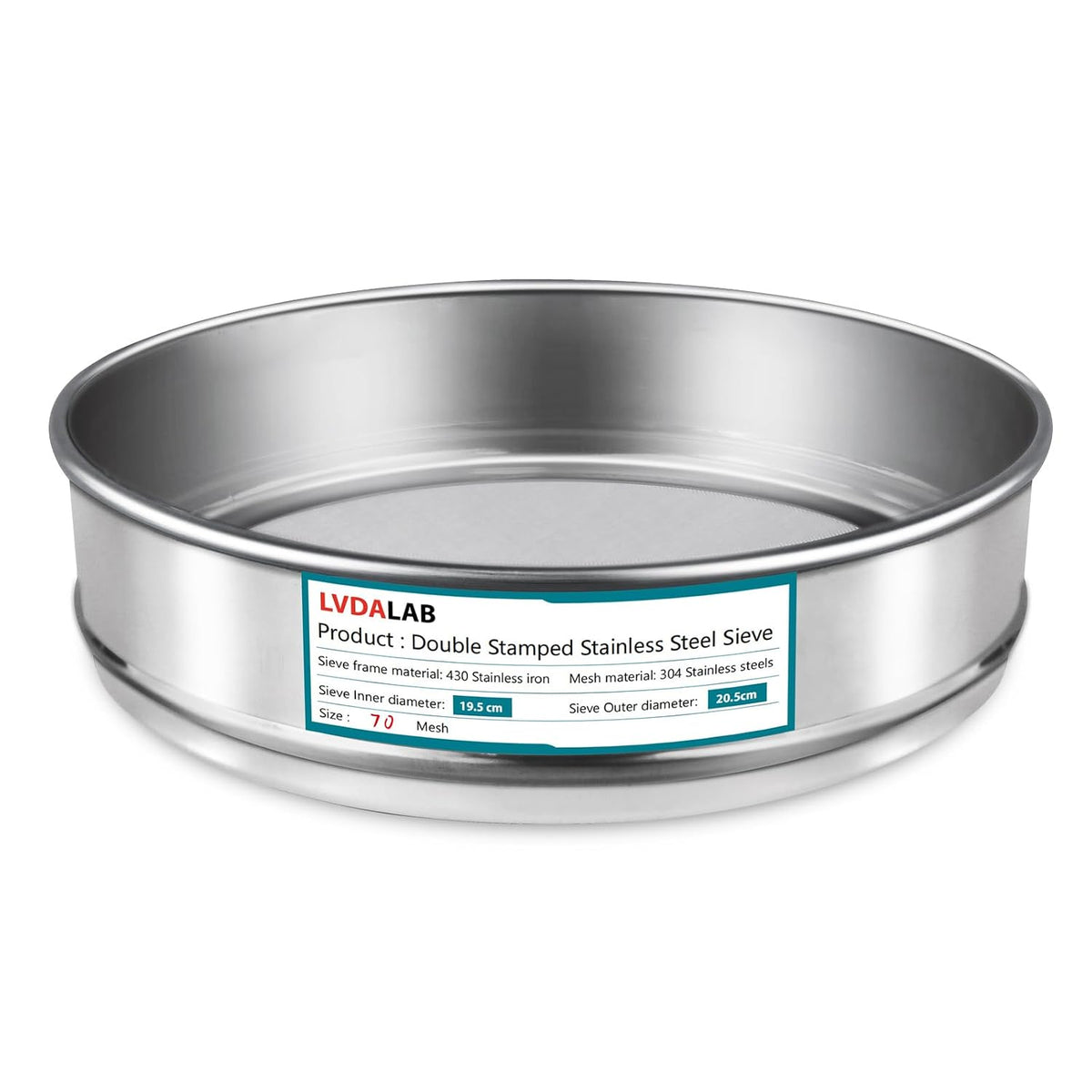 7.9" (20cm) 304 Stainless Steel Lab Sieve, 10 Mesh (2mm) Screen Sifter - Colors A