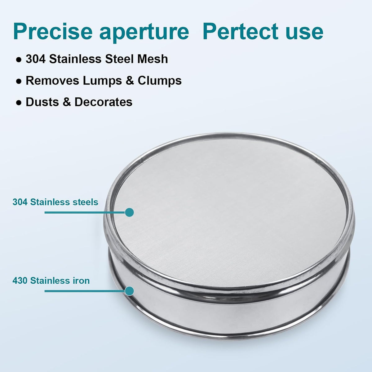 7.9" (20cm) 304 Stainless Steel Lab Sieve, 10 Mesh (2mm) Screen Sifter - Colors A