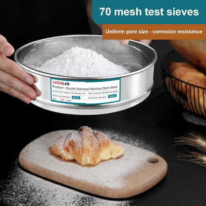 7.9" (20cm) 304 Stainless Steel Lab Sieve, 10 Mesh (2mm) Screen Sifter - Colors A