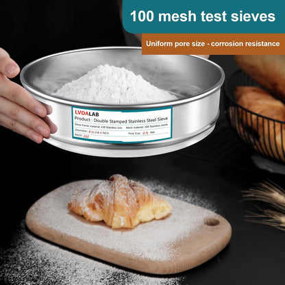7.9" (20cm) 304 Stainless Steel Lab Sieve, 10 Mesh (2mm) Screen Sifter - Colors A