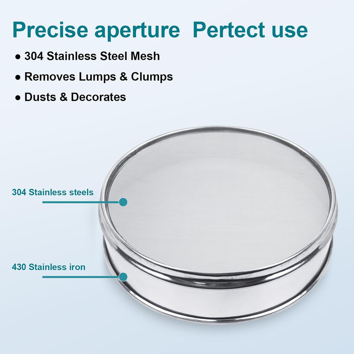 7.9" (20cm) 304 Stainless Steel Lab Sieve, 10 Mesh (2mm) Screen Sifter - Colors A