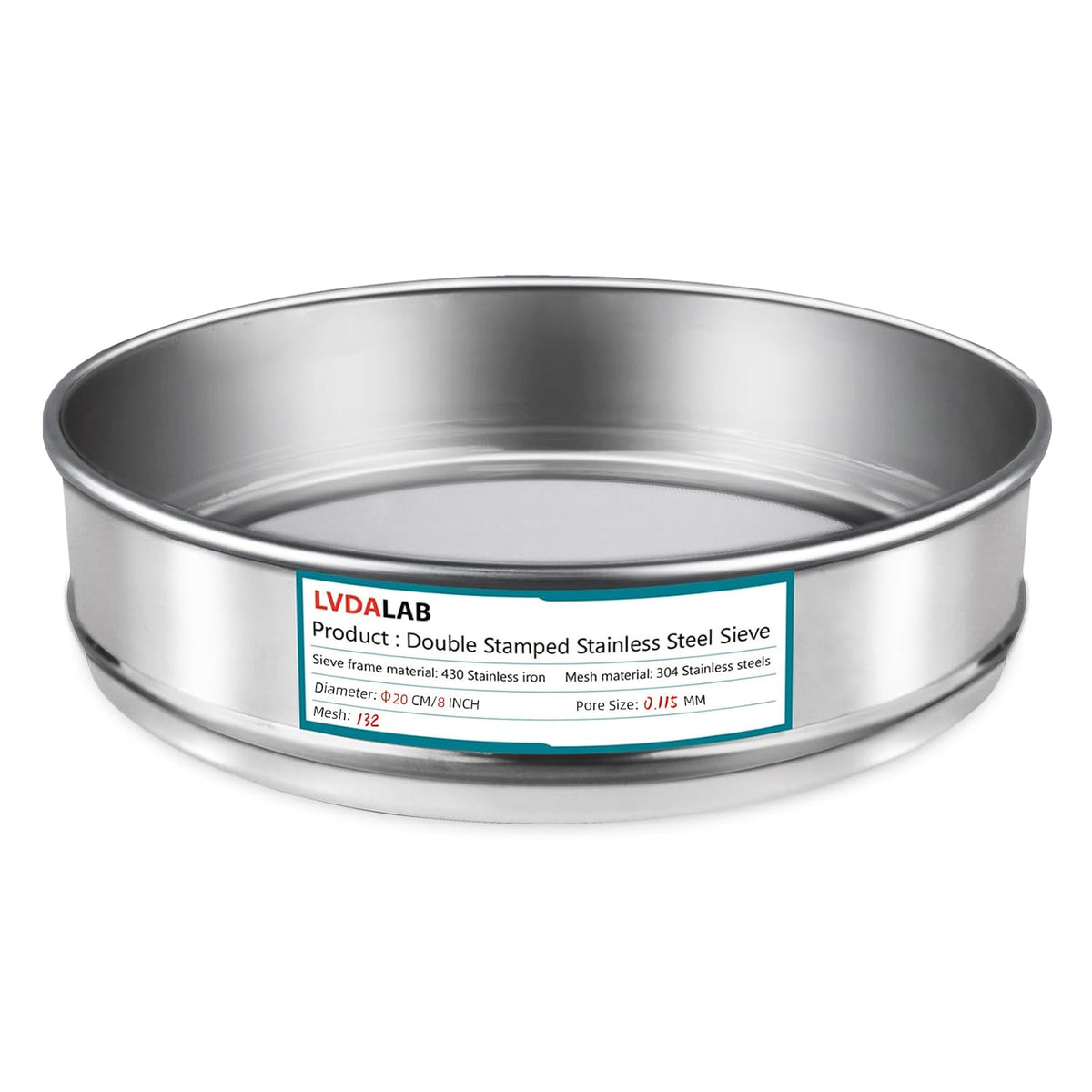 7.9" (20cm) 304 Stainless Steel Lab Sieve, 10 Mesh (2mm) Screen Sifter - Colors A
