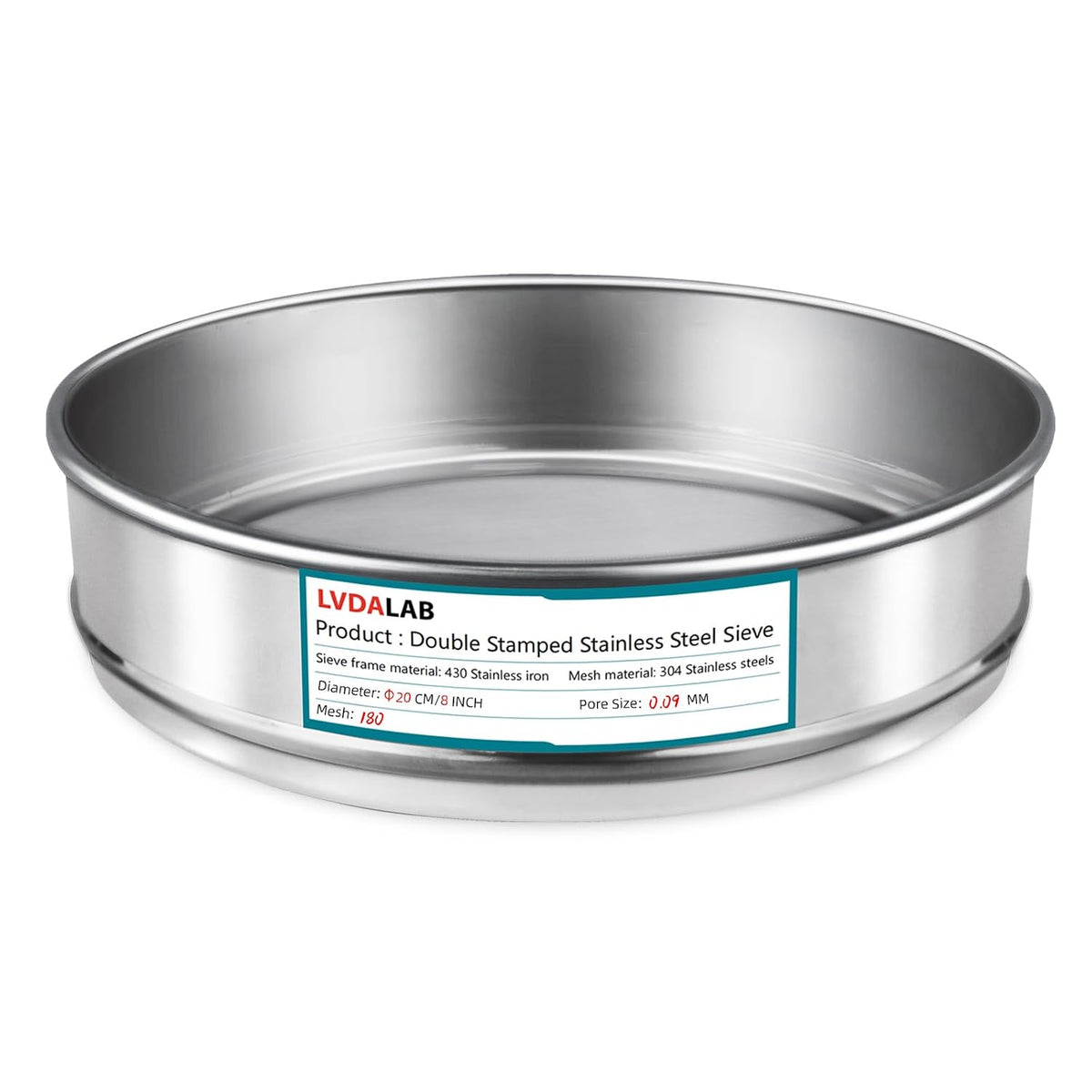 7.9" (20cm) 304 Stainless Steel Lab Sieve, 10 Mesh (2mm) Screen Sifter - Colors A