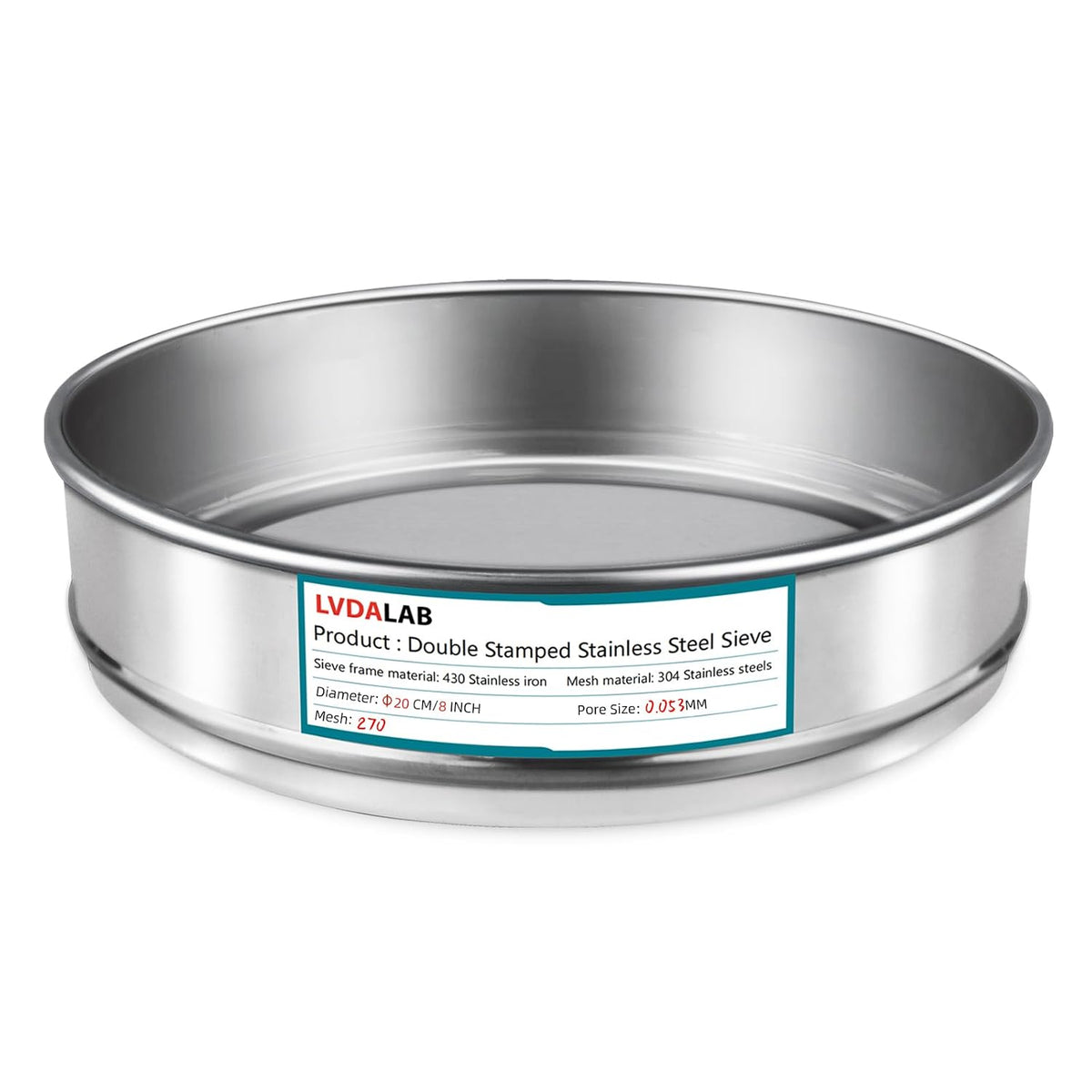 7.9" (20cm) 304 Stainless Steel Lab Sieve, 10 Mesh (2mm) Screen Sifter - Colors A