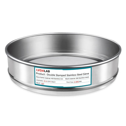 7.9" (20cm) 304 Stainless Steel Lab Sieve, 10 Mesh (2mm) Screen Sifter - Colors A