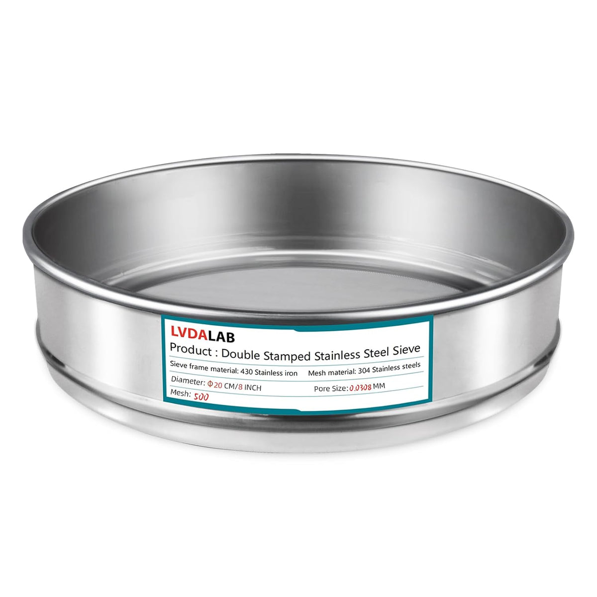 7.9" (20cm) 304 Stainless Steel Lab Sieve, 10 Mesh (2mm) Screen Sifter - Colors A