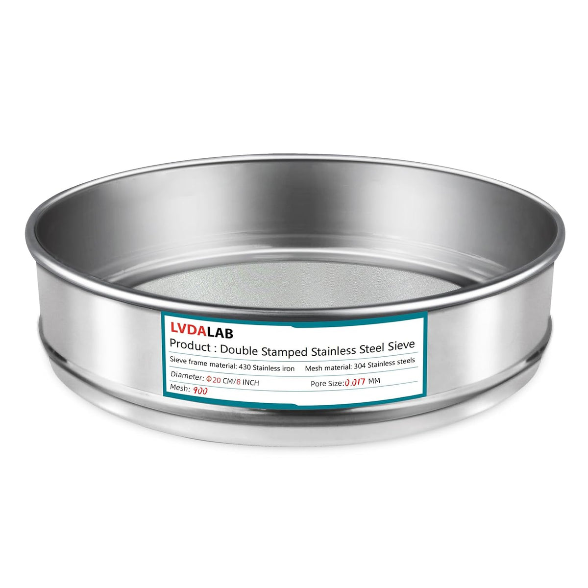 7.9" (20cm) 304 Stainless Steel Lab Sieve, 10 Mesh (2mm) Screen Sifter - Colors A