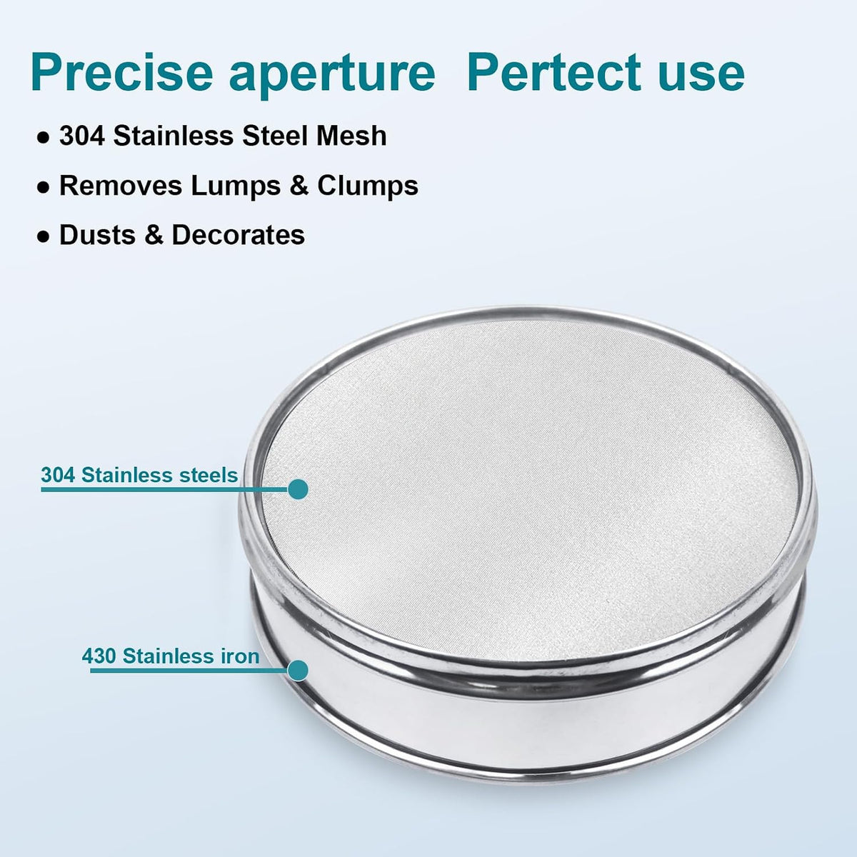 7.9" (20cm) 304 Stainless Steel Lab Sieve, 10 Mesh (2mm) Screen Sifter - Colors A