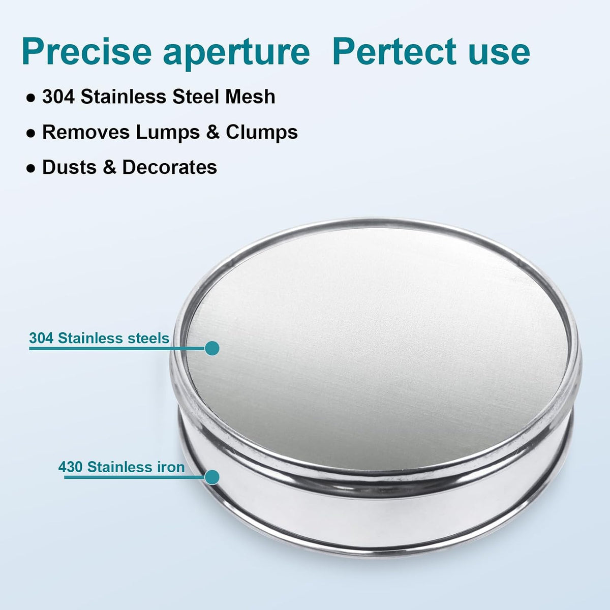 7.9" (20cm) 304 Stainless Steel Lab Sieve, 10 Mesh (2mm) Screen Sifter - Colors A