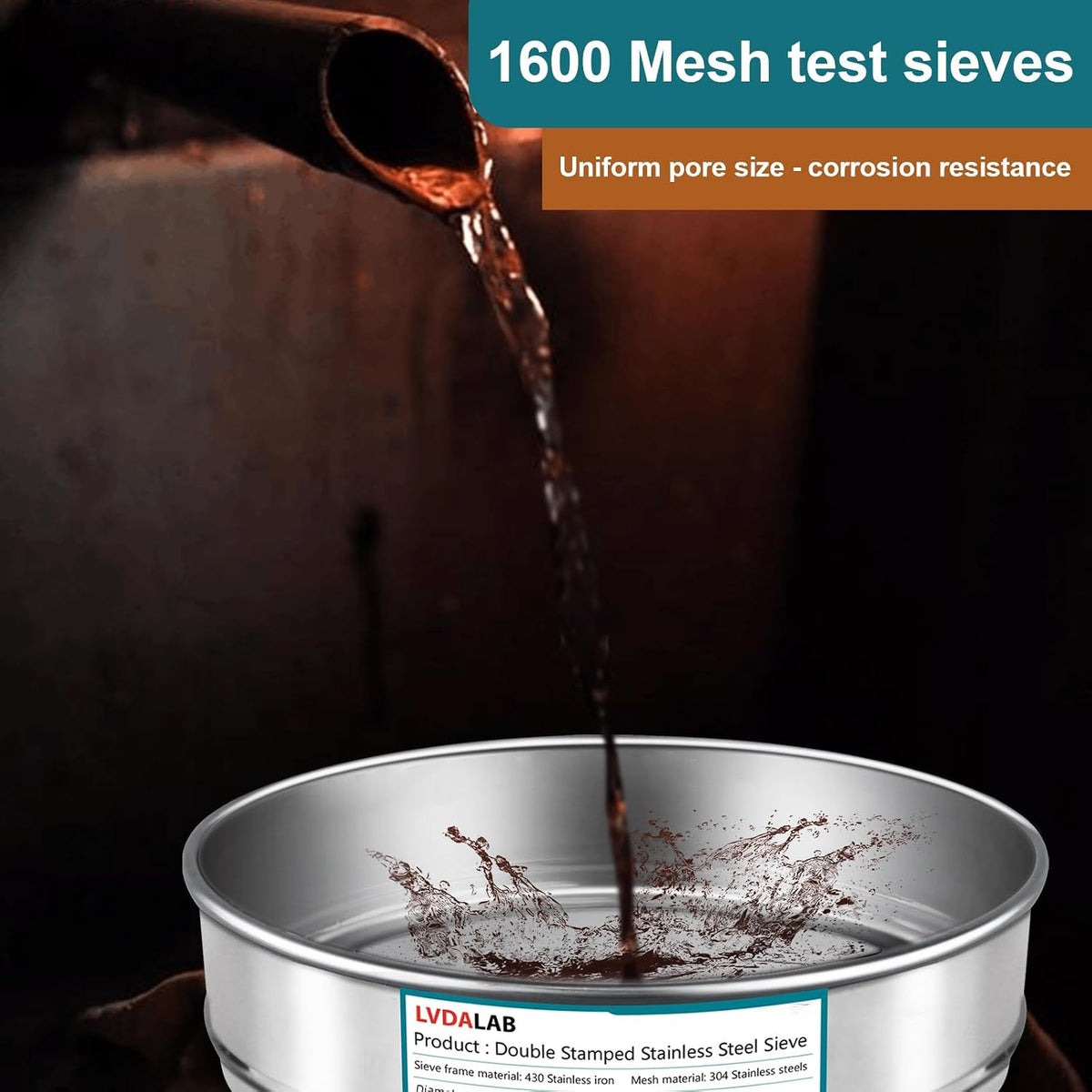 7.9" (20cm) 304 Stainless Steel Lab Sieve, 10 Mesh (2mm) Screen Sifter - Colors A