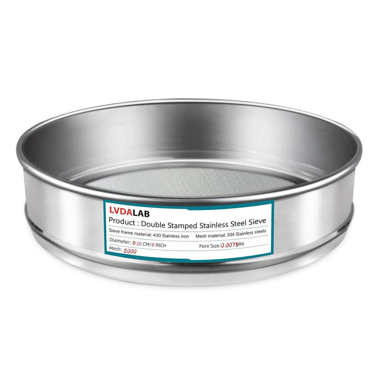7.9" (20cm) 304 Stainless Steel Lab Sieve, 10 Mesh (2mm) Screen Sifter - Colors A