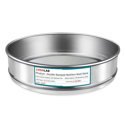 7.9" (20cm) 304 Stainless Steel Lab Sieve, 10 Mesh (2mm) Screen Sifter - Colors A