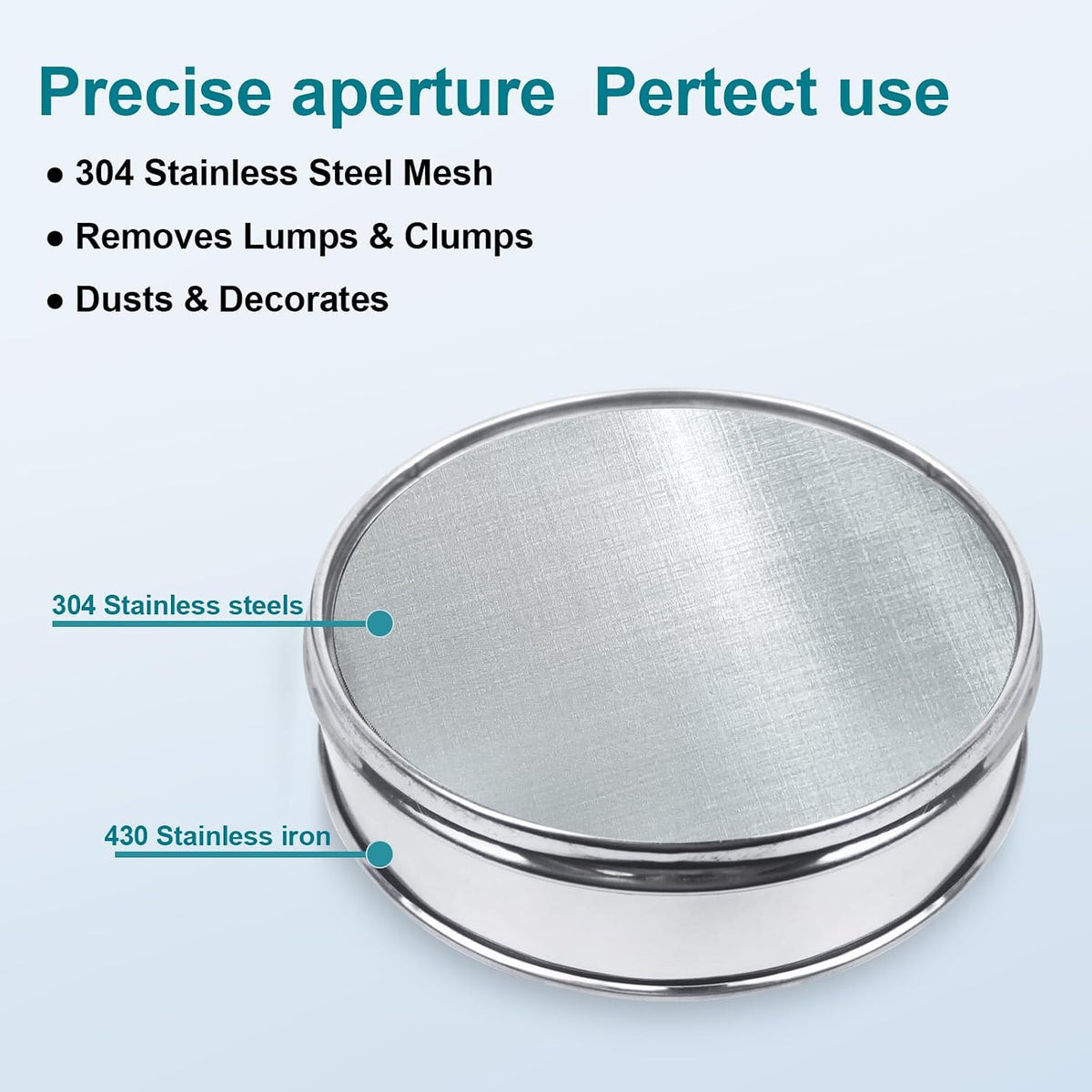 7.9" (20cm) 304 Stainless Steel Lab Sieve, 10 Mesh (2mm) Screen Sifter - Colors A