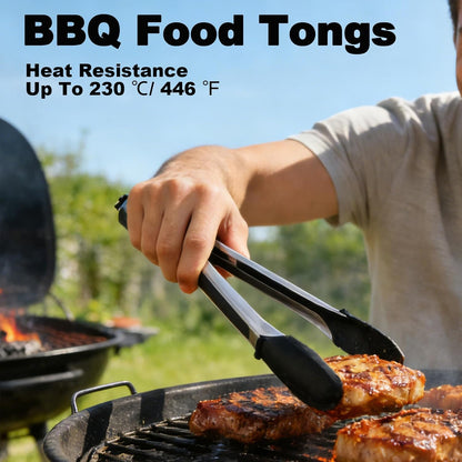 600°F Silicone Kitchen Tongs 9.5 Inch Set of 2, Heat Resistant Locking | Non scratch BBQ tongs for cooking, grilling, air fryer & salad, BPA free, easy grip kitchen utensil set
