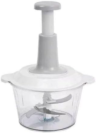 Manual Food Chopper with 1.5L Container, Push-Down Vegetable and Meat Cutter, Stainless Steel Blades.