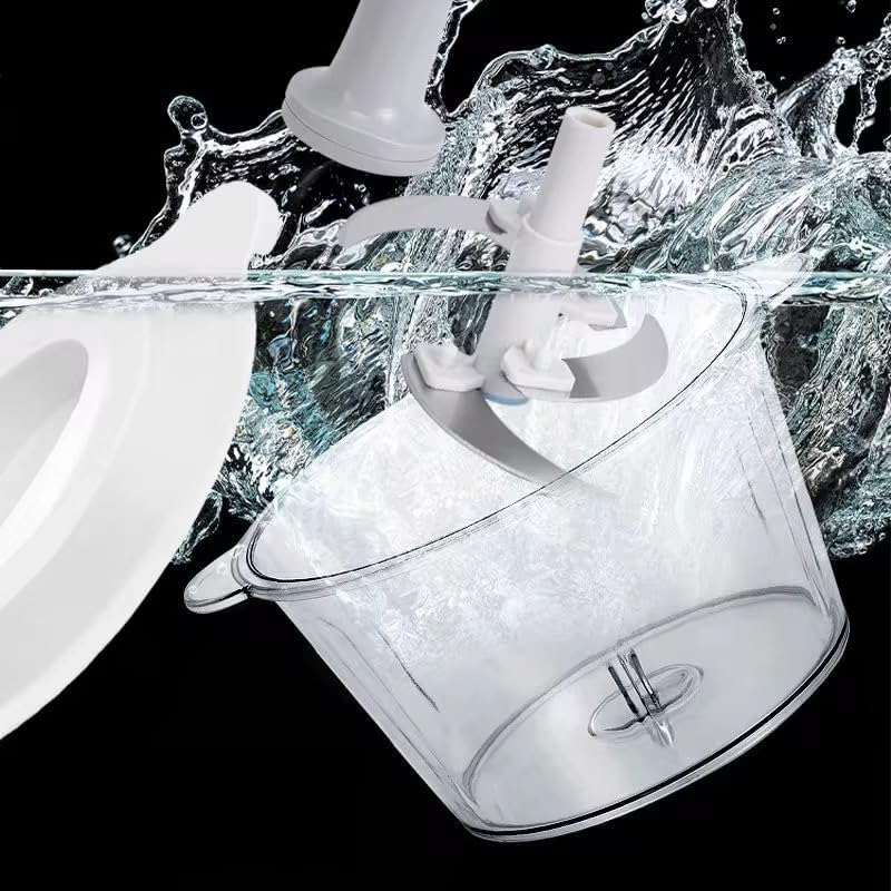 Manual Food Chopper with 1.5L Container, Push-Down Vegetable and Meat Cutter, Stainless Steel Blades.