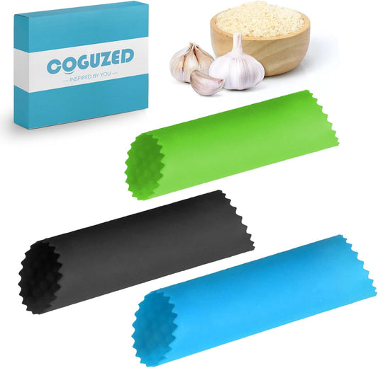 3pcs Silicone Garlic Peeler Tube Roller, Effortless Skin Remover, Garlic Roller, Garlic Rocker, Easy-Clean for Kitchen, Premium Durable Design