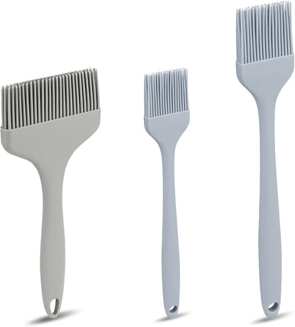 3 Sizes Silicone Basting Brush, Extra Large Heat Resistant Pastry Brush Spread Oil Butter Sauce Marinade for BBQ Grilling Baking Kitchen Food Cooking (Grey)
