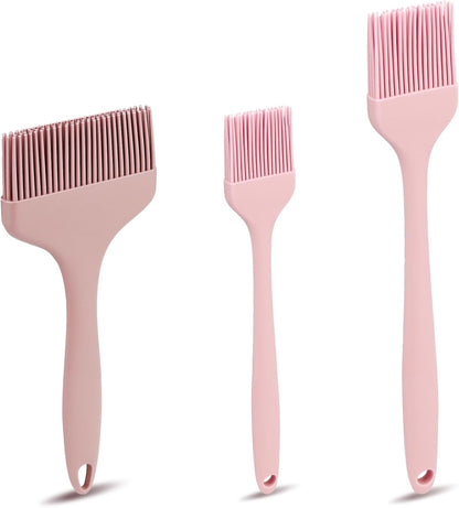 3 Sizes Silicone Basting Brush, Extra Large Heat Resistant Pastry Brush Spread Oil Butter Sauce Marinade for BBQ Grilling Baking Kitchen Food Cooking (Grey)