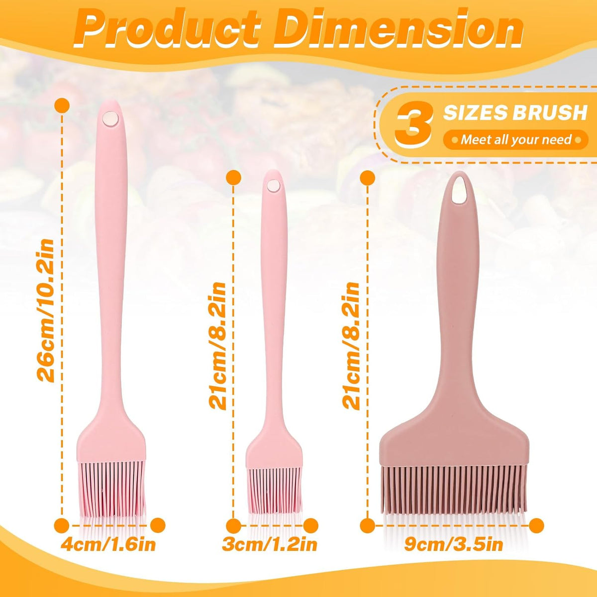 3 Sizes Silicone Basting Brush, Extra Large Heat Resistant Pastry Brush Spread Oil Butter Sauce Marinade for BBQ Grilling Baking Kitchen Food Cooking (Grey)