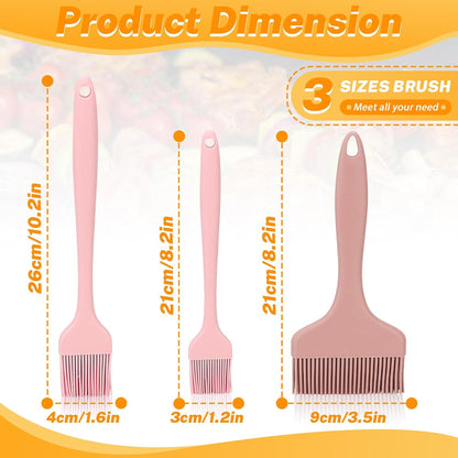 3 Sizes Silicone Basting Brush, Extra Large Heat Resistant Pastry Brush Spread Oil Butter Sauce Marinade for BBQ Grilling Baking Kitchen Food Cooking (Grey)