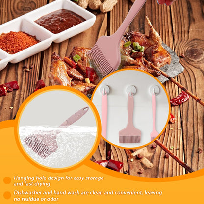 3 Sizes Silicone Basting Brush, Extra Large Heat Resistant Pastry Brush Spread Oil Butter Sauce Marinade for BBQ Grilling Baking Kitchen Food Cooking (Grey)