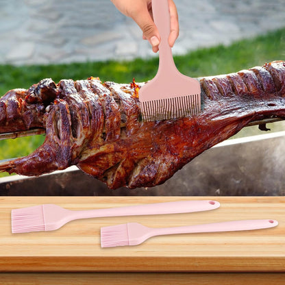 3 Sizes Silicone Basting Brush, Extra Large Heat Resistant Pastry Brush Spread Oil Butter Sauce Marinade for BBQ Grilling Baking Kitchen Food Cooking (Grey)