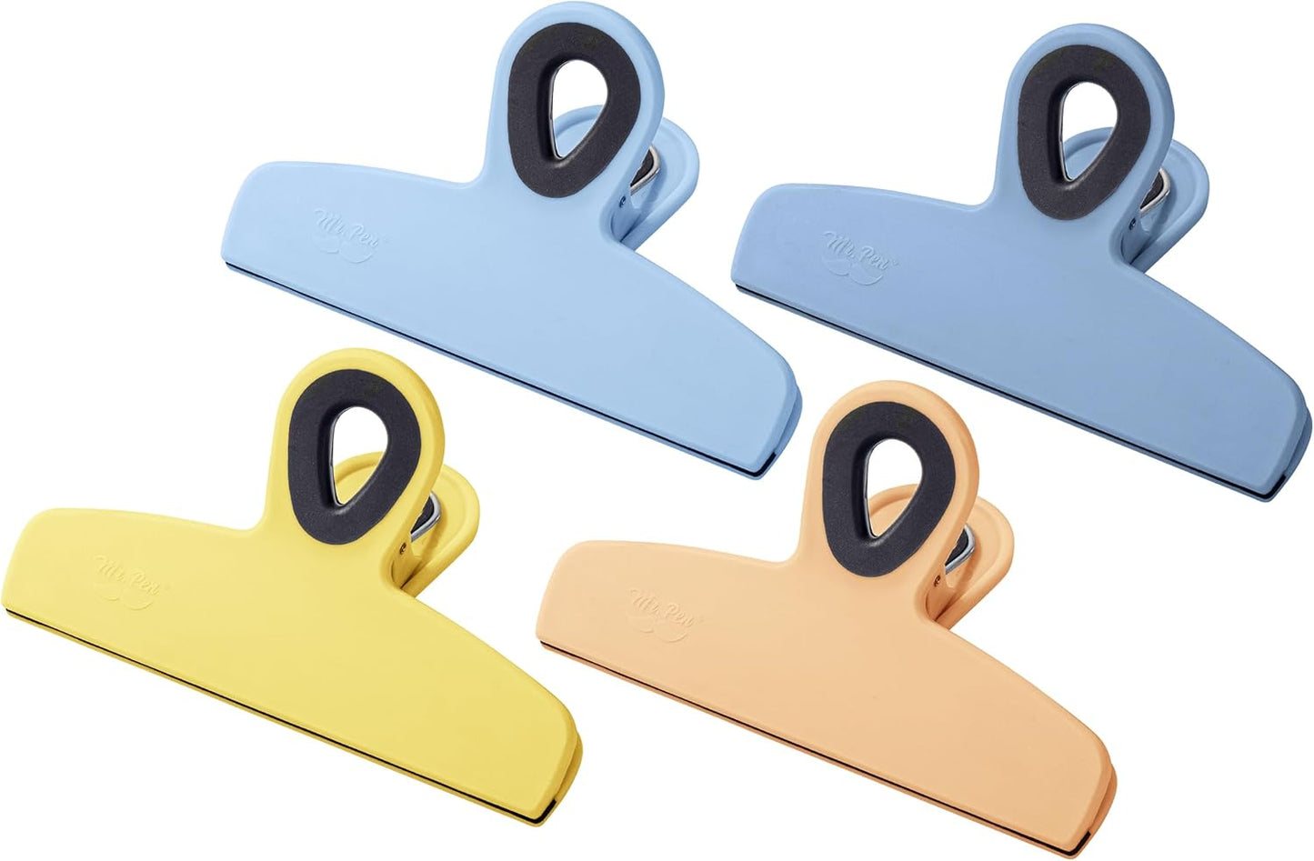 Magnetic Bag Clips, 4 Pack, 5" Wide | Heavy Duty Chip Clips for Food Storage, Durable Plastic with Strong Magnet, Non-Slip Grip for Fridge, Snacks, Kitchen, Office