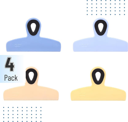 Magnetic Bag Clips, 4 Pack, 5" Wide | Heavy Duty Chip Clips for Food Storage, Durable Plastic with Strong Magnet, Non-Slip Grip for Fridge, Snacks, Kitchen, Office
