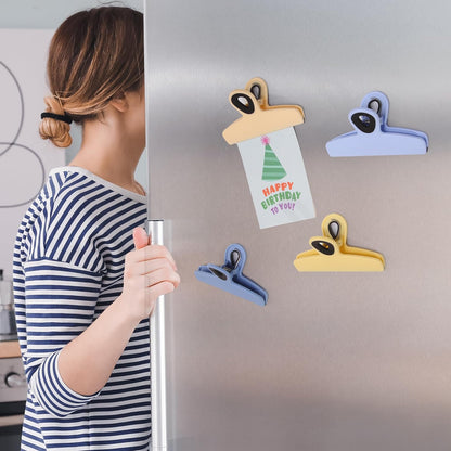 Magnetic Bag Clips, 4 Pack, 5" Wide | Heavy Duty Chip Clips for Food Storage, Durable Plastic with Strong Magnet, Non-Slip Grip for Fridge, Snacks, Kitchen, Office