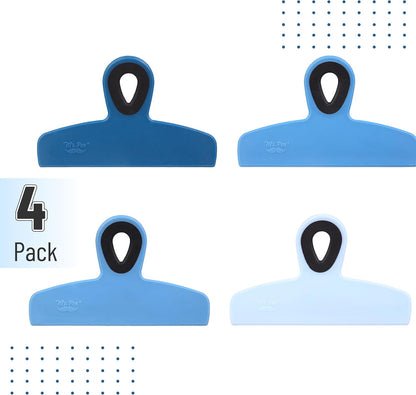 Magnetic Bag Clips, 4 Pack, 5" Wide | Heavy Duty Chip Clips for Food Storage, Durable Plastic with Strong Magnet, Non-Slip Grip for Fridge, Snacks, Kitchen, Office