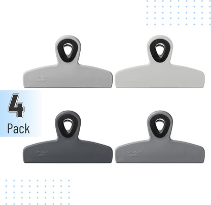 Magnetic Bag Clips, 4 Pack, 5" Wide | Heavy Duty Chip Clips for Food Storage, Durable Plastic with Strong Magnet, Non-Slip Grip for Fridge, Snacks, Kitchen, Office