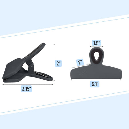 Magnetic Bag Clips, 4 Pack, 5" Wide | Heavy Duty Chip Clips for Food Storage, Durable Plastic with Strong Magnet, Non-Slip Grip for Fridge, Snacks, Kitchen, Office