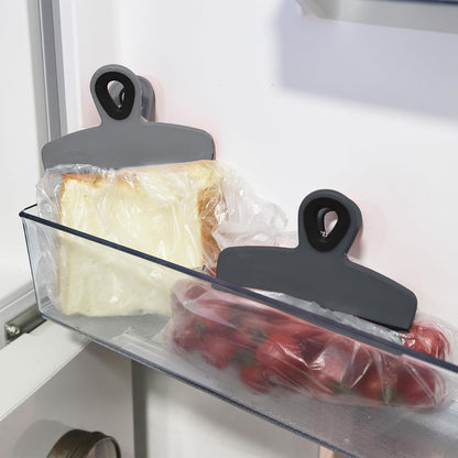 Magnetic Bag Clips, 4 Pack, 5" Wide | Heavy Duty Chip Clips for Food Storage, Durable Plastic with Strong Magnet, Non-Slip Grip for Fridge, Snacks, Kitchen, Office